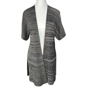 Eileen Fisher Women’s Black Tan Open Front Long Cardigan Sweater‎ XXS/XS/C35.25